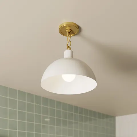 Halsey 13" Pendant in White & Aged Brass