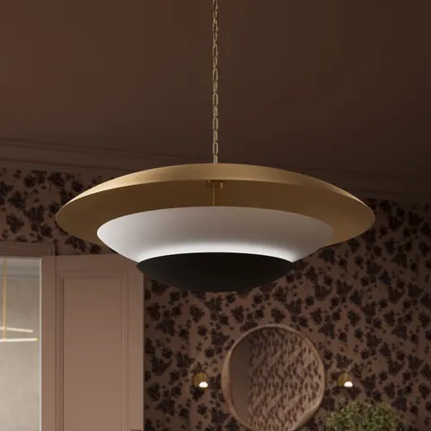 Azalea 36" Pendant In Vintage Gold Leaf And Soft Black