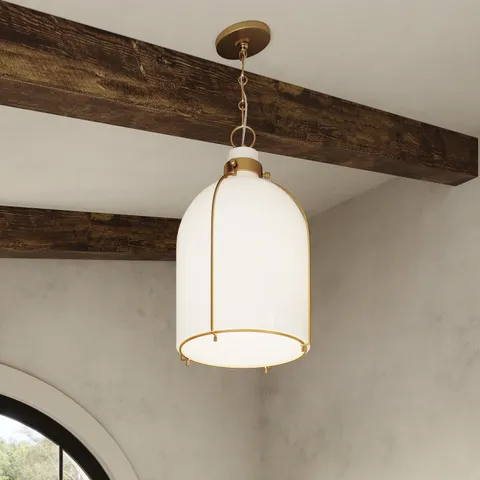 Rosa Rounded Pendant in Aged Brass