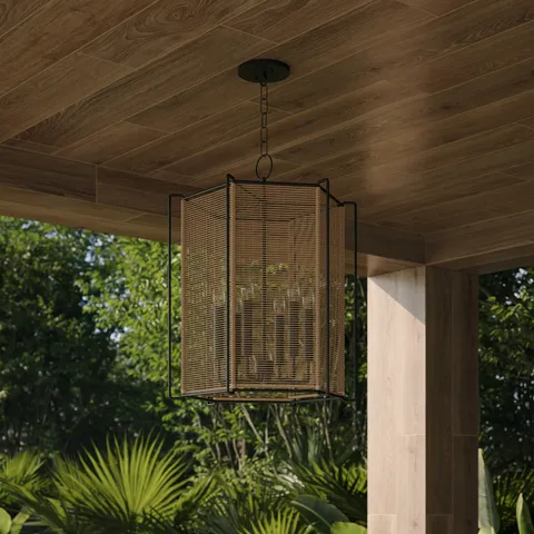 Ameena Lantern In Textured Black