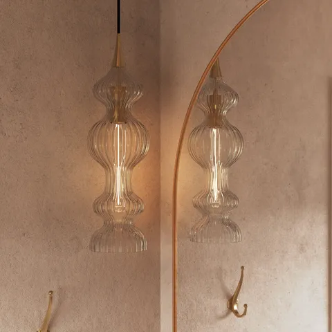 Satine Pendant In Aged Brass Clear