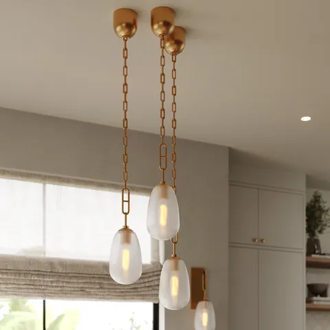 Runa 6" Pendant In Aged Brass