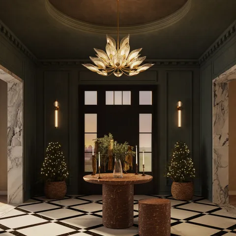 Magnolia Chandelier In Gold Leaf
