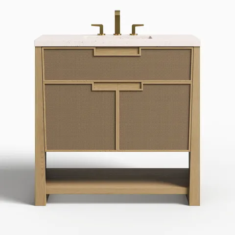 Delilah 36" Single Vanity in Seaside Oak with 3 cm Lime Delight Quartz Top