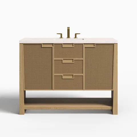 Delilah 48" Single Vanity in Seaside Oak with 3 cm Lime Delight Quartz Top