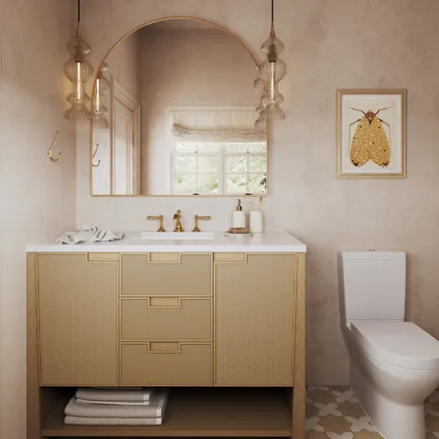 Delilah 48" Single Vanity in Seaside Oak with 3 cm White Zeus Quartz Top