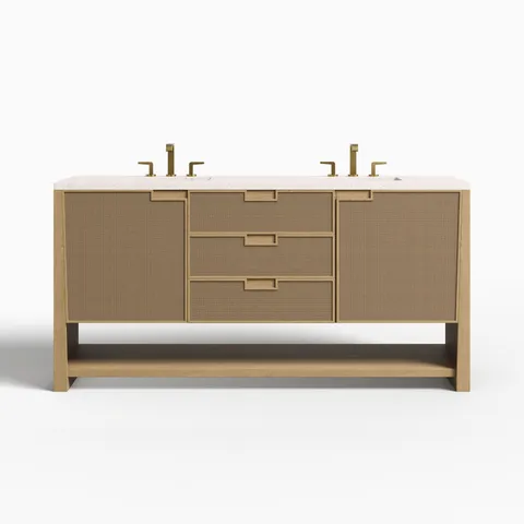 Delilah 72" Double Vanity in Seaside Oak with 3 cm Lime Delight Quartz Top