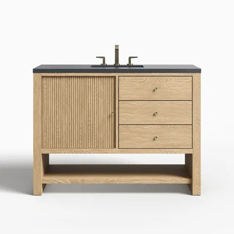 Holly 48" Single Vanity in Sunwashed Oak with 3 cm Charcoal Soapstone Quartz Top