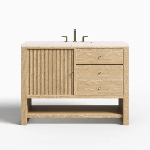 Holly 48" Single Vanity in Sunwashed Oak with 3 cm Lime Delight Quartz Top