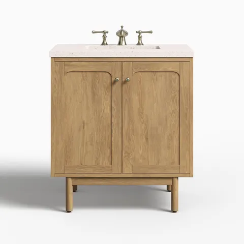 Abigail 30" Single Vanity in Light Natural Oak with 3 cm Lime Delight Quartz Top