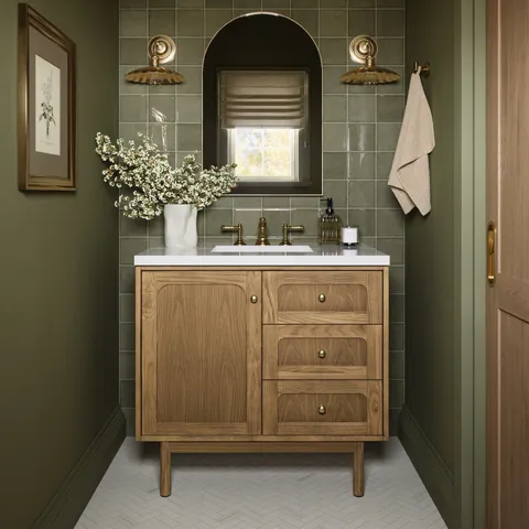 Abigail 36" Single Vanity in Light Natural Oak with 3 cm White Zeus Quartz Top