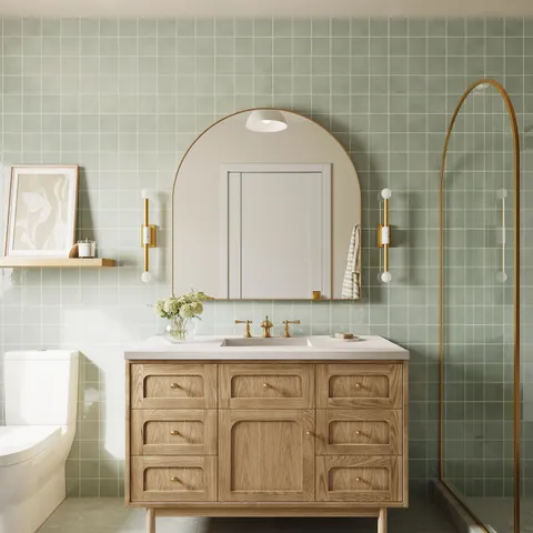 Abigail 48" Single Vanity in Light Natural Oak with 3 cm White Zeus Quartz Top