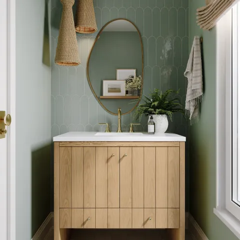 Gabriella 36" Single Vanity in Light Natural Oak with 3 cm White Zeus Quartz Top