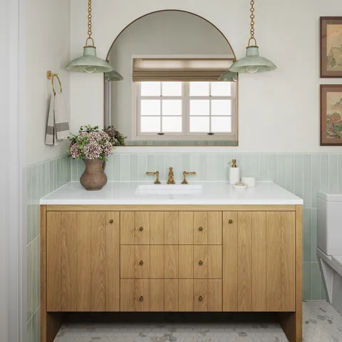 Gabriella 60" Single Vanity in Light Natural Oak with 3 cm White Zeus Quartz Top
