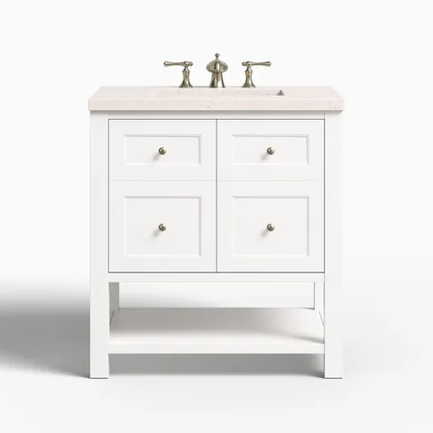 Bridgette 30" Single Vanity in Bright White with 3 cm Lime Delight Quartz Top