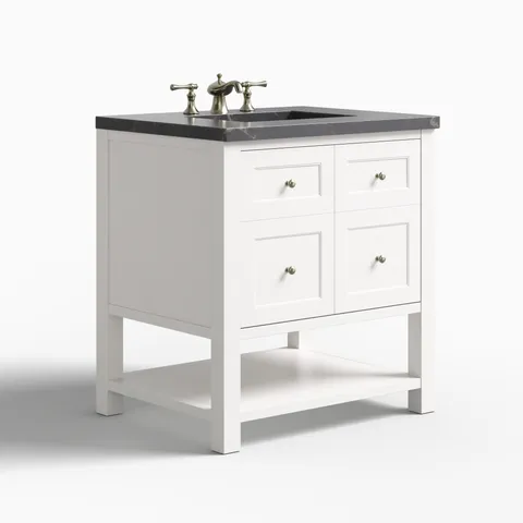 Bridgette 30" Single Vanity in Bright White with 3 cm Parisien Bleu Quartz Top