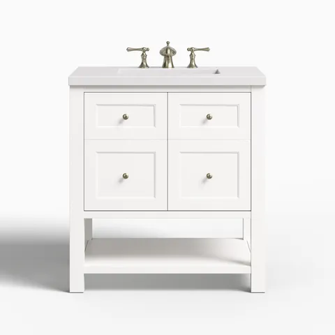 Bridgette 30" Single Vanity in Bright White with 3 cm White Zeus Quartz Top