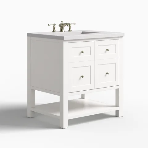 Bridgette 30" Single Vanity in Bright White with 3 cm White Zeus Quartz Top
