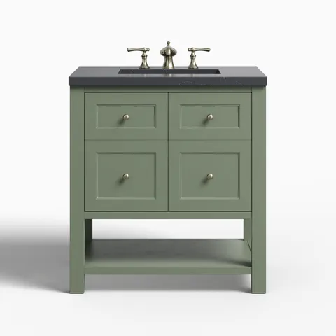 Bridgette 30" Single Vanity in Smokey Celadon with 3 cm Charcoal Soapstone Quartz Top