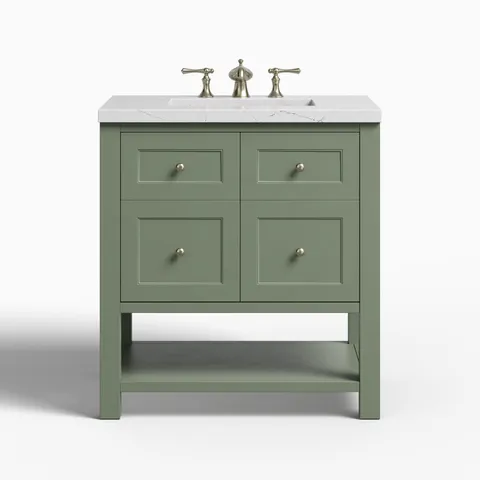 Bridgette 30" Single Vanity in Smokey Celadon with 3 cm Ethereal Noctis Quartz Top