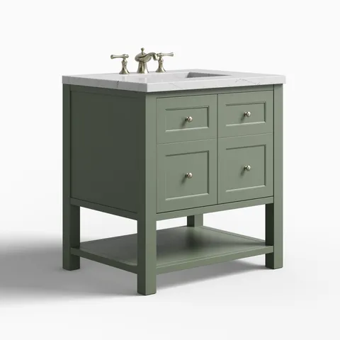 Bridgette 30" Single Vanity in Smokey Celadon with 3 cm Ethereal Noctis Quartz Top