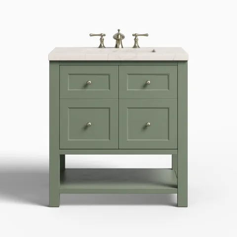 Bridgette 30" Single Vanity in Smokey Celadon with 3 cm Victorian Silver Quartz Top