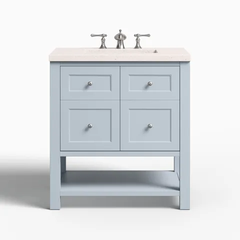 Bridgette 30" Single Vanity in Serenity Blue with 3 cm Lime Delight Quartz Top