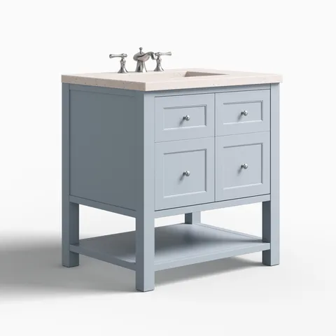 Bridgette 30" Single Vanity in Serenity Blue with 3 cm Lime Delight Quartz Top