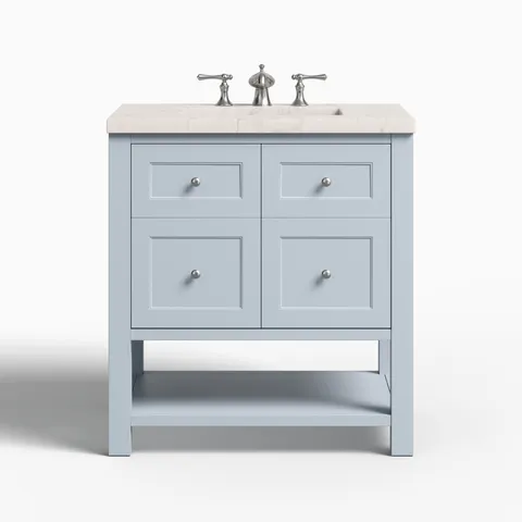 Bridgette 30" Single Vanity in Serenity Blue with 3 cm Victorian Silver Quartz Top