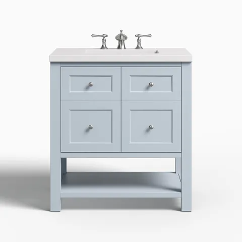 Bridgette 30" Single Vanity in Serenity Blue with 3 cm White Zeus Quartz Top