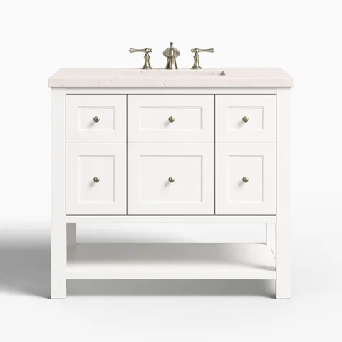 Bridgette 36" Single Vanity in Bright White with 3 cm Lime Delight Quartz Top