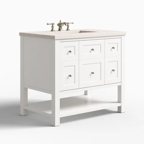Bridgette 36" Single Vanity in Bright White with 3 cm Lime Delight Quartz Top