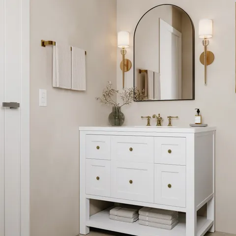 Bridgette 36" Single Vanity in Bright White with 3 cm White Zeus Quartz Top