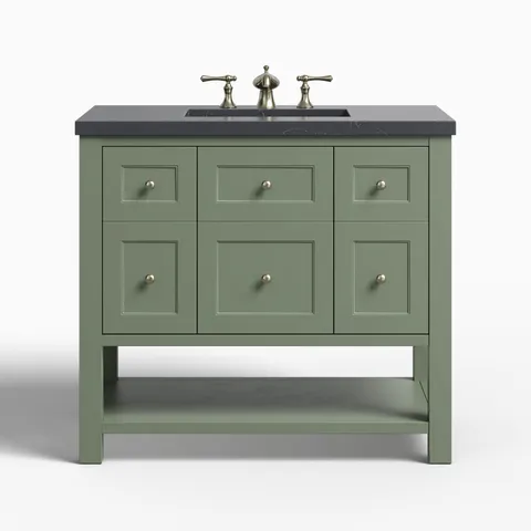 Bridgette 36" Single Vanity in Smokey Celadon with 3 cm Charcoal Soapstone Quartz Top