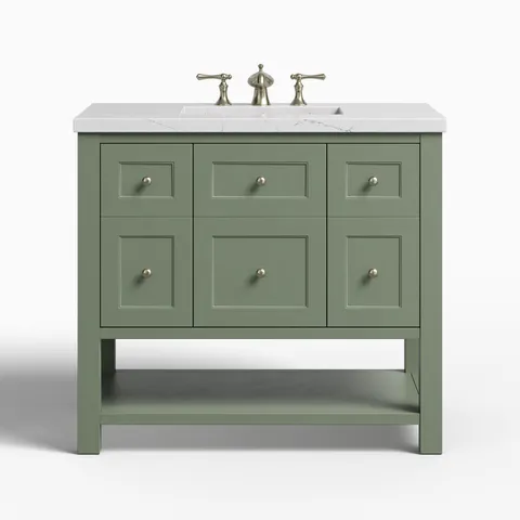 Bridgette 36" Single Vanity in Smokey Celadon with 3 cm Ethereal Noctis Quartz Top