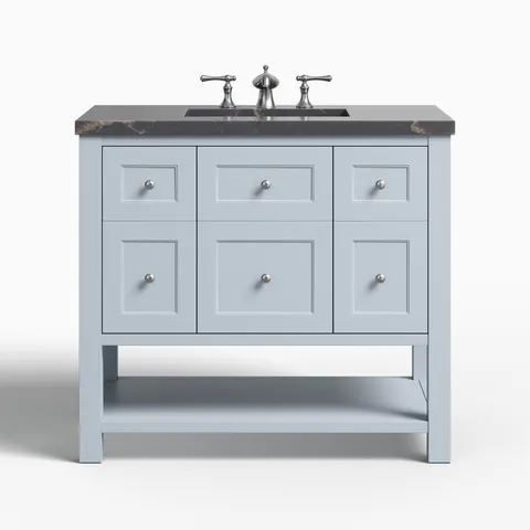 Bridgette 36" Single Vanity in Serenity Blue with 3 cm Parisien Bleu Quartz Top
