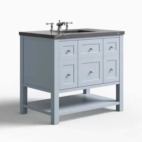 Bridgette 36" Single Vanity in Serenity Blue with 3 cm Parisien Bleu Quartz Top