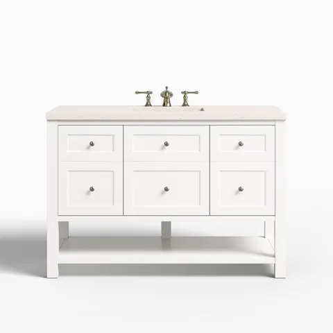 Bridgette 48" Single Vanity in Bright White with 3 cm Lime Delight Quartz Top