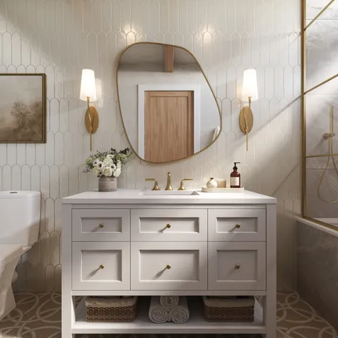 Bridgette 48" Single Vanity in Bright White with 3 cm White Zeus Quartz Top