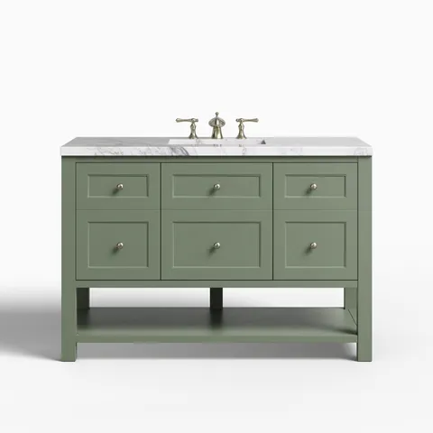 Bridgette 48" Single Vanity in Smokey Celadon with 3 cm Carrara Marble Top