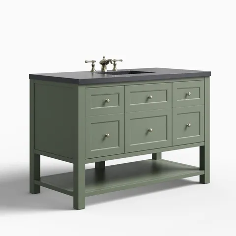 Bridgette 48" Single Vanity in Smokey Celadon with 3 cm Charcoal Soapstone Quartz Top