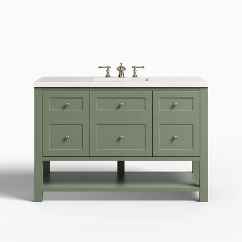 Bridgette 48" Single Vanity in Smokey Celadon with 3 cm Eternal Jasmine Pearl Quartz Top