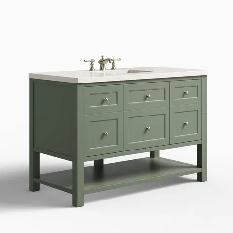 Bridgette 48" Single Vanity in Smokey Celadon with 3 cm Eternal Jasmine Pearl Quartz Top