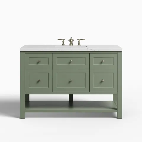 Bridgette 48" Single Vanity in Smokey Celadon with 3 cm Ethereal Noctis Quartz Top
