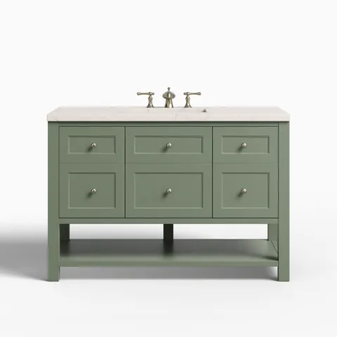 Bridgette 48" Single Vanity in Smokey Celadon with 3 cm Victorian Silver Quartz Top