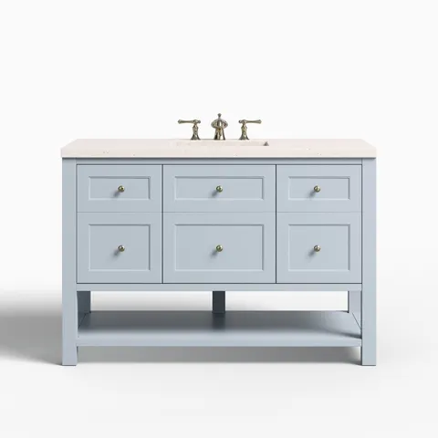 Bridgette 48" Single Vanity in Serenity Blue with 3 cm Lime Delight Quartz Top