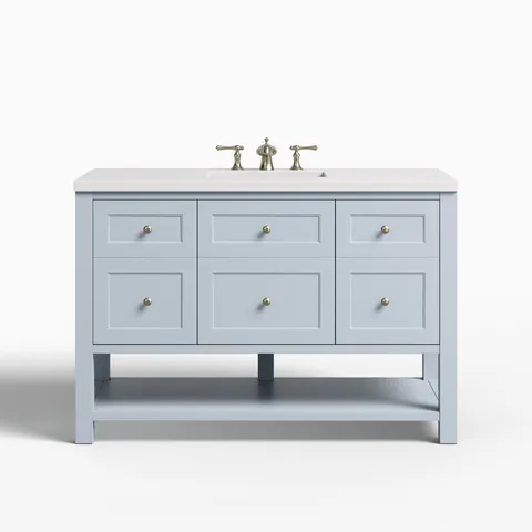 Bridgette 48" Single Vanity in Serenity Blue with 3 cm White Zeus Quartz Top