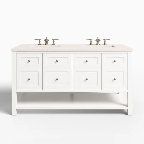 Bridgette 60" Double Vanity in Bright White with 3 cm Lime Delight Quartz Top