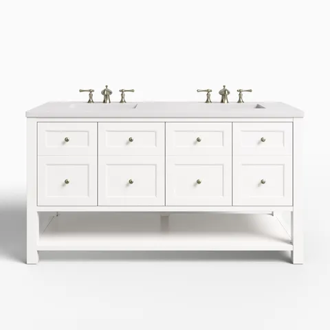 Bridgette 60" Double Vanity in Bright White with 3 cm White Zeus Quartz Top