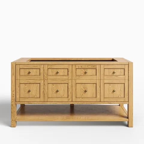 Bridgette 60" Double Vanity Cabinet in Light Natural Oak